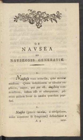 De Nausea Et Nauseosis Generatim
