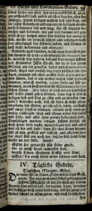 IV. Tägliche Gebete. - V. Gebete in allerley Anliegen.