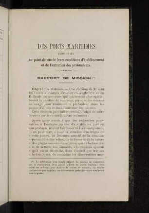 Rapport de mission.
