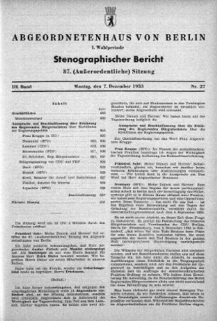 Nr. 27 (87), 7. Dezember 1953