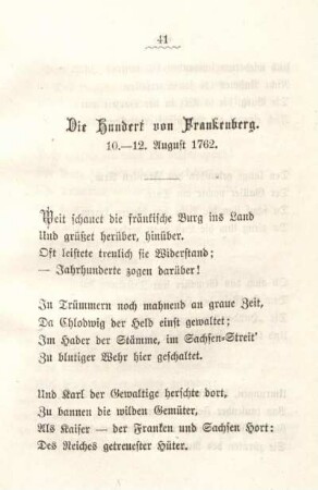 Die Hundert von Frankenberg. 10.-12. August 1762.