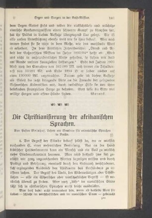 Die Christianisierung der afrikanischen Sprachen