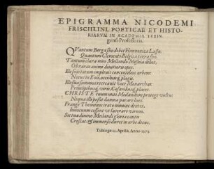 Epigramm von Nikodemus Frischlin