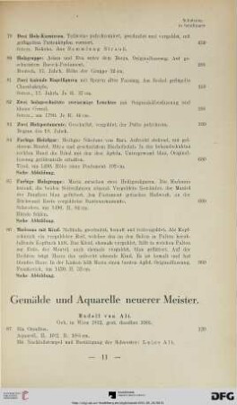 Gemälde und Aquarelle neuerer Meister (Nr. 87-101)