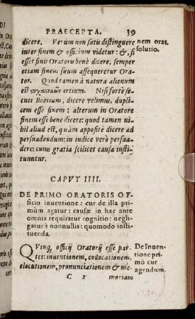 Caput IIII. De Primo Oratoris Officio inuentione [...]