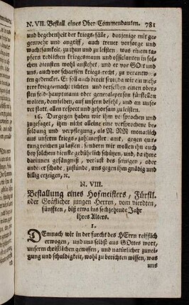 781-808, N. VIII. Bestallung eines Hofmeisters, ...