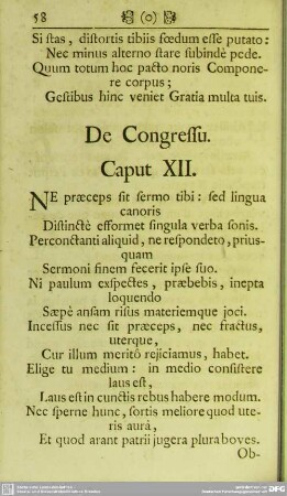 De Congressu. Caput XII