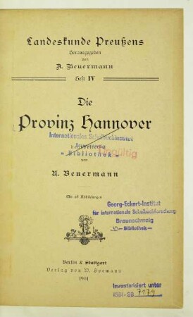 H. 4: Die Provinz Hannover