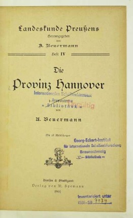 H. 4: Die Provinz Hannover