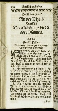 Geistlicher Lieder Ander Theil/ Begreiffend Die Davidische Lieder oder Psalmen.