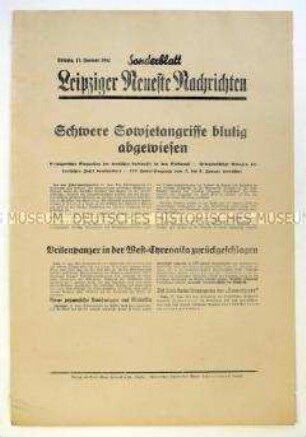 Sonderblatt der "Leipziger Neuesten Nachrichten" zum Kriegsverlauf an der Ostfront und in Ostasien