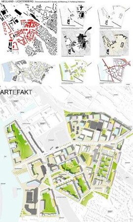 Neuland Lichtenberg Schinkelwettbewerb 2015: Lageplan 1:500, Diagramme