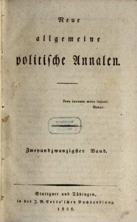 Neue allgemeine politische Annalen. 22. 1826