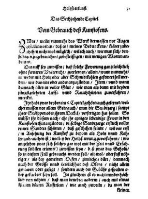 Das Sechtzehende Capitel. Vom Gebrauch deß Kunstofens