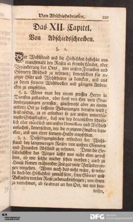 Das XII. Capitel. Von Abschiedsschreiben.