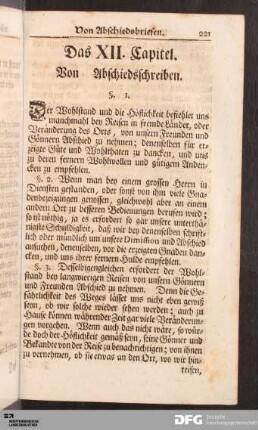 Das XII. Capitel. Von Abschiedsschreiben.