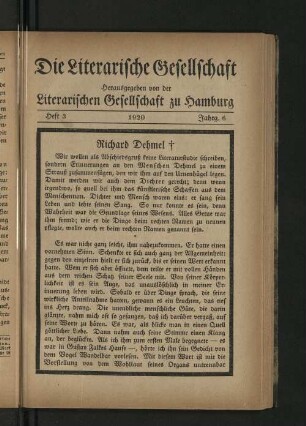 Heft 3 1920 Jahrg. 6