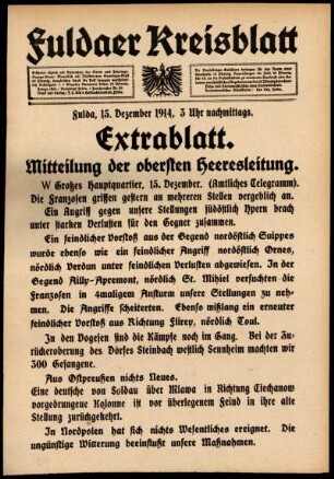 Zweite Ausgabe vom Dienstag, den 15. Dezember 1914.