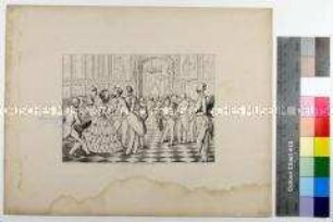 Blatt 1 mit Abendgesellschaft in einem Palais aus der Folge "Bilder aus dem Lieutenantsleben. Erinnerung an Rudolph von Uthmann"