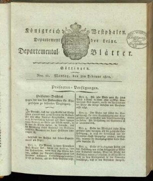 Nro. 11. Montag, den 5ten Februar 1810 [-] Nro. 20. Donnerstag, den 8ten März 1810