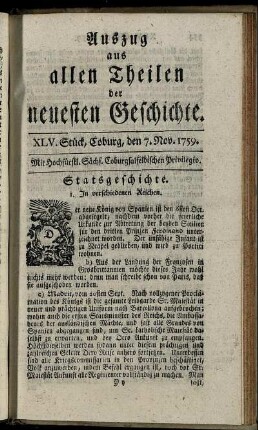 XLV. Stück, Coburg, den 7. Nov. 1759.