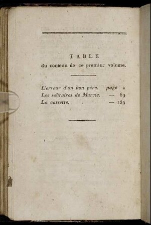 Table du contenu ce premier volume