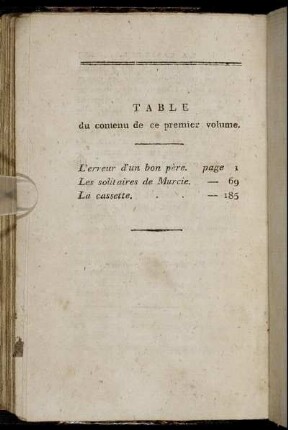 Table du contenu ce premier volume