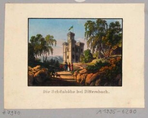 Das Belvedere von Johann Gottlob von Quandt auf der "Schönen Höhe" oberhalb von Dittersbach (Dittersbach-Dürrröhrsdorf), aus Andenken an die Sächsische Schweiz von C. A. Richter 1820