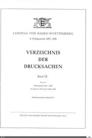 65: Landtag Baden-Württemberg, Beilagen, 1974, Bd. 9,2
