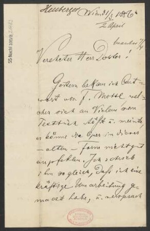 Brief an B. Schott's Söhne : 31.03.1886