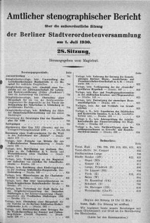 Sitzung 28, 1. Juli 1930