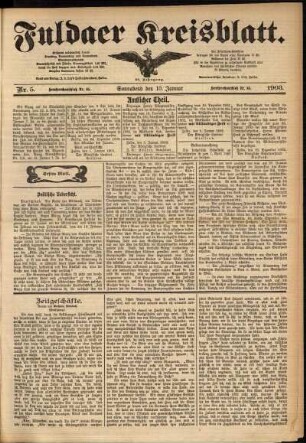 Erste Ausgabe vom Samstag, den 10. Januar 1903.