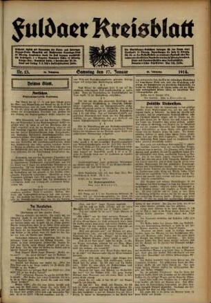 Dritte Ausgabe vom Samstag, den 17. Januar 1914.