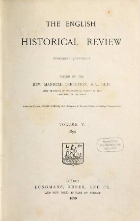 The English historical review : EHR. 5. 1890, [a]