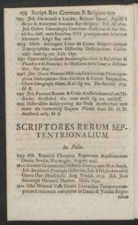 Scriptores Rerum Septentrionalium. In Folio