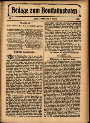 Zweite Ausgabe vom Sonntag, den 08. Januar 1905.