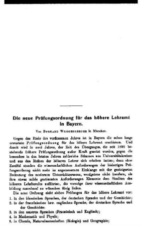 Die neue Prüfungsordnung für das höhere Lehramt in Bayern