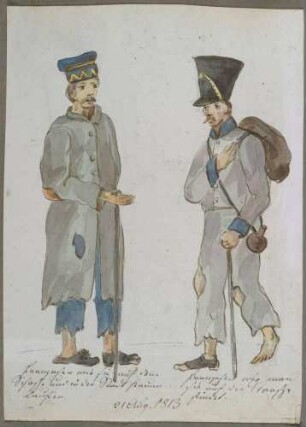 Französische Soldaten der Großen Armee Napoleons im Herbstfeldzug 1813