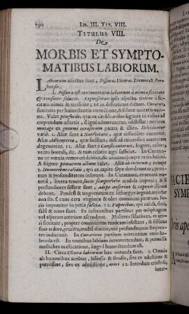 Titulus VIII. De Morbis Et Symptomatibus Labiorum