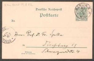 Postkarte an Friedrich Spitta : 14.01.1895