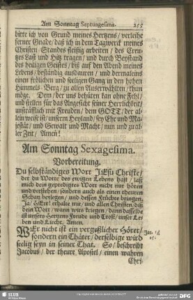 Am Sonntag Sexagesima