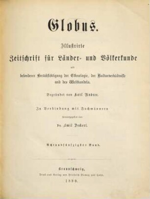Globus : illustrierte Zeitschrift für Länder- und Völkerkunde. 58. 1890