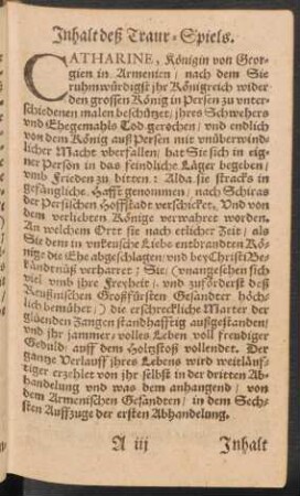 Inhalt deß Traur-Spiels.