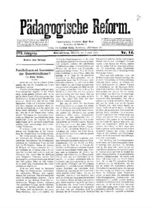 Parallelismus und Succession der Unterrichtsfächer? : (Schluß)