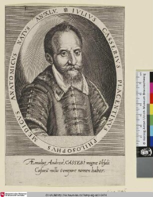 Iulius Casserius Placentinus Philosophus Medicus Anatomicus Natus An. XLV