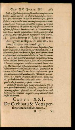 Caput XXI. De Coelibatu & Votis personarum Ecclesiasticarum.