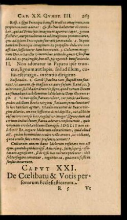 Caput XXI. De Coelibatu & Votis personarum Ecclesiasticarum.