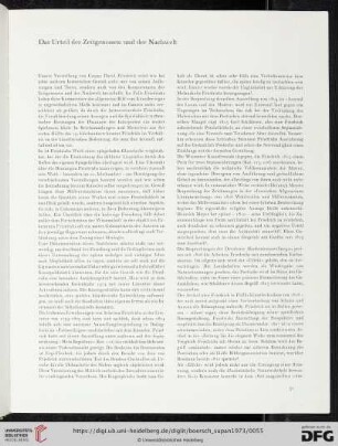Das Urteil der Zeitgenossen und der Nachwelt