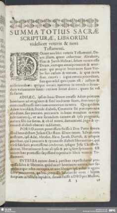Summa Totius Sacrae Scripturae, Librorum videlicet veteris Et novi Testamenti