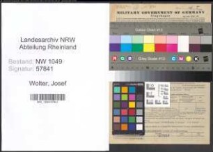 Entnazifizierung Josef Wolter , geb. 29.07.1922 (Ingenieur)
